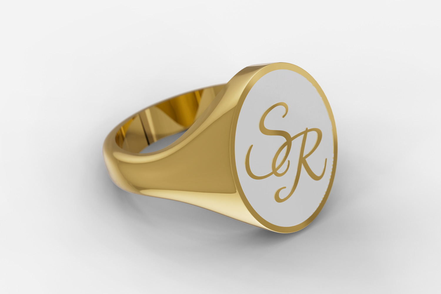 Gold Stainless Steel Signet Ring For Men/Women - Customizable With Initials, Sizes 8-13